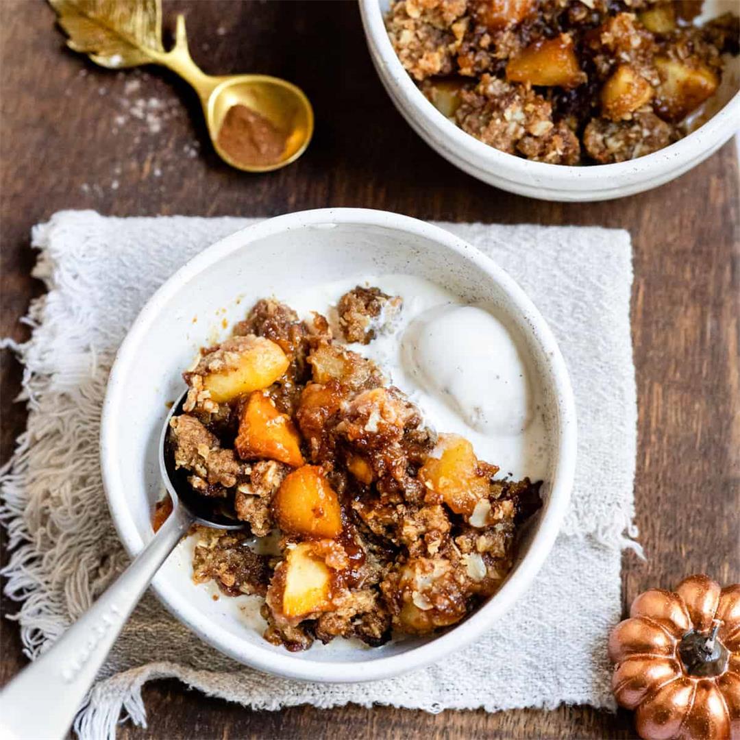 Simple And Comforting Oat Topped Apple And Pear Crumble