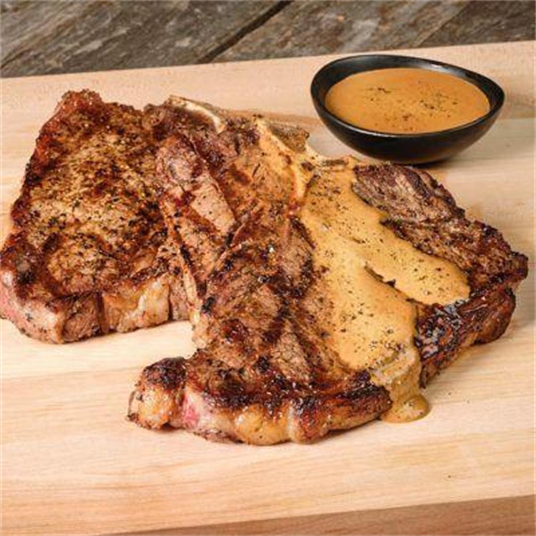 Grilled T-Bone & Ancho Whiskey Sauce Recipe