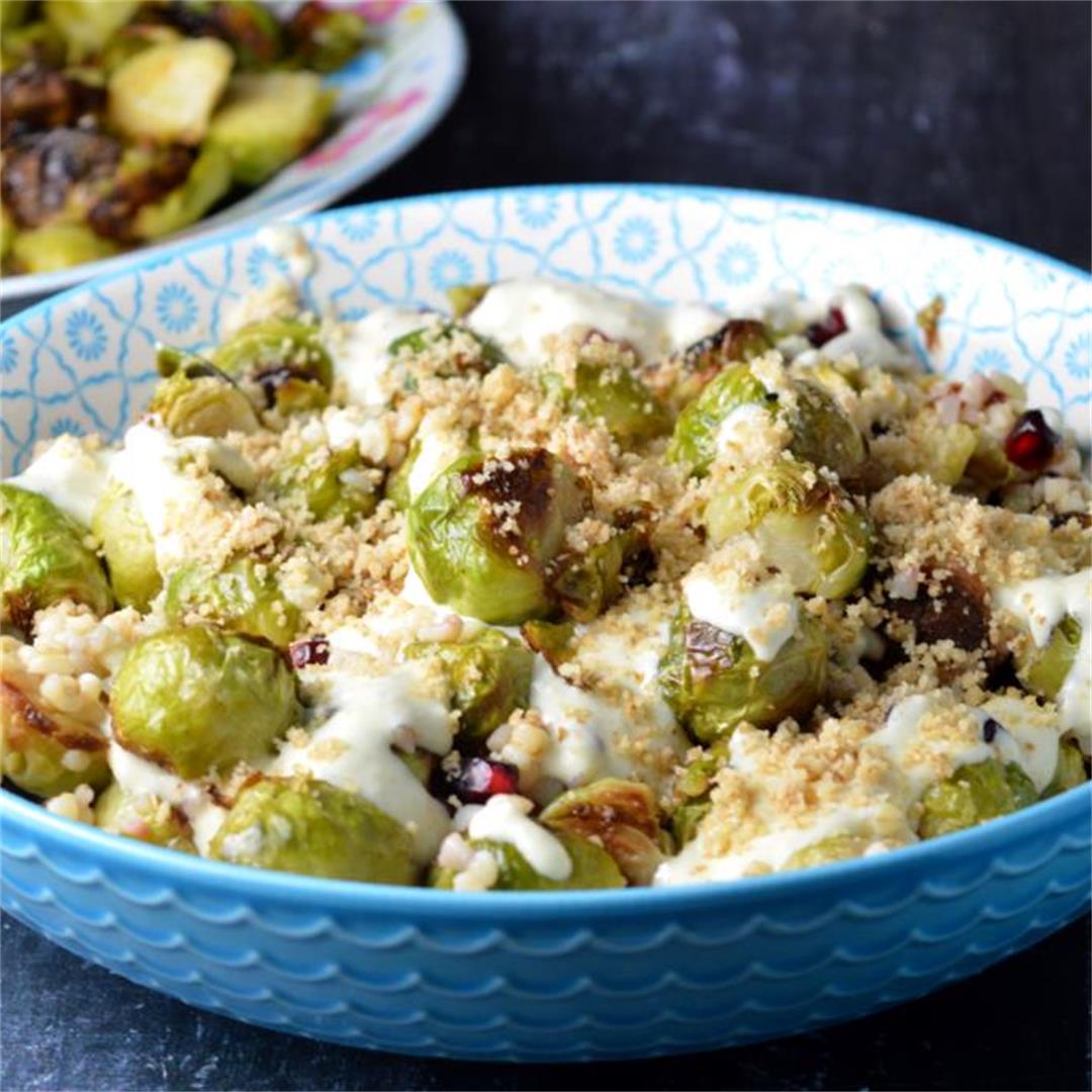 Roasted Brussels Sprouts Salad with Blue Cheese Dressing