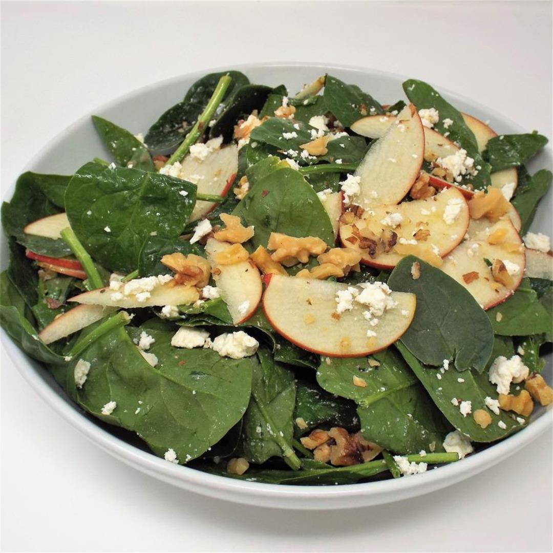 Apple Spinach Salad with Feta and Walnuts