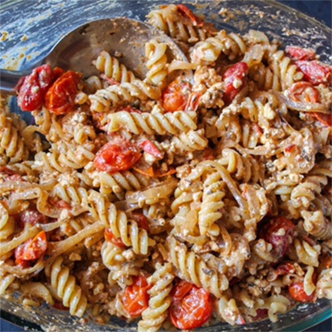 tiktok baked feta and tomato pasta