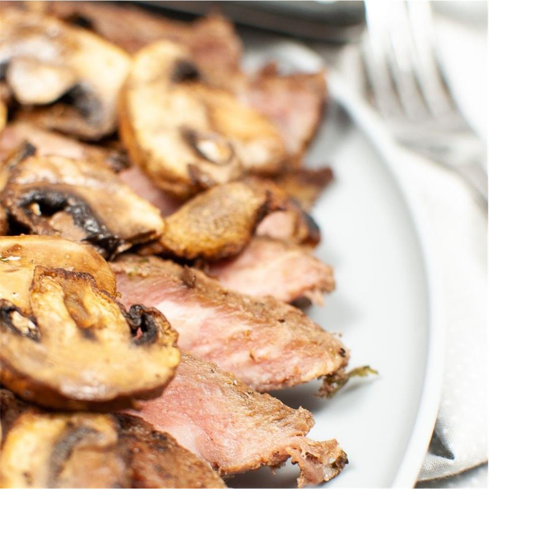 Air Fryer Steak and Mushrooms