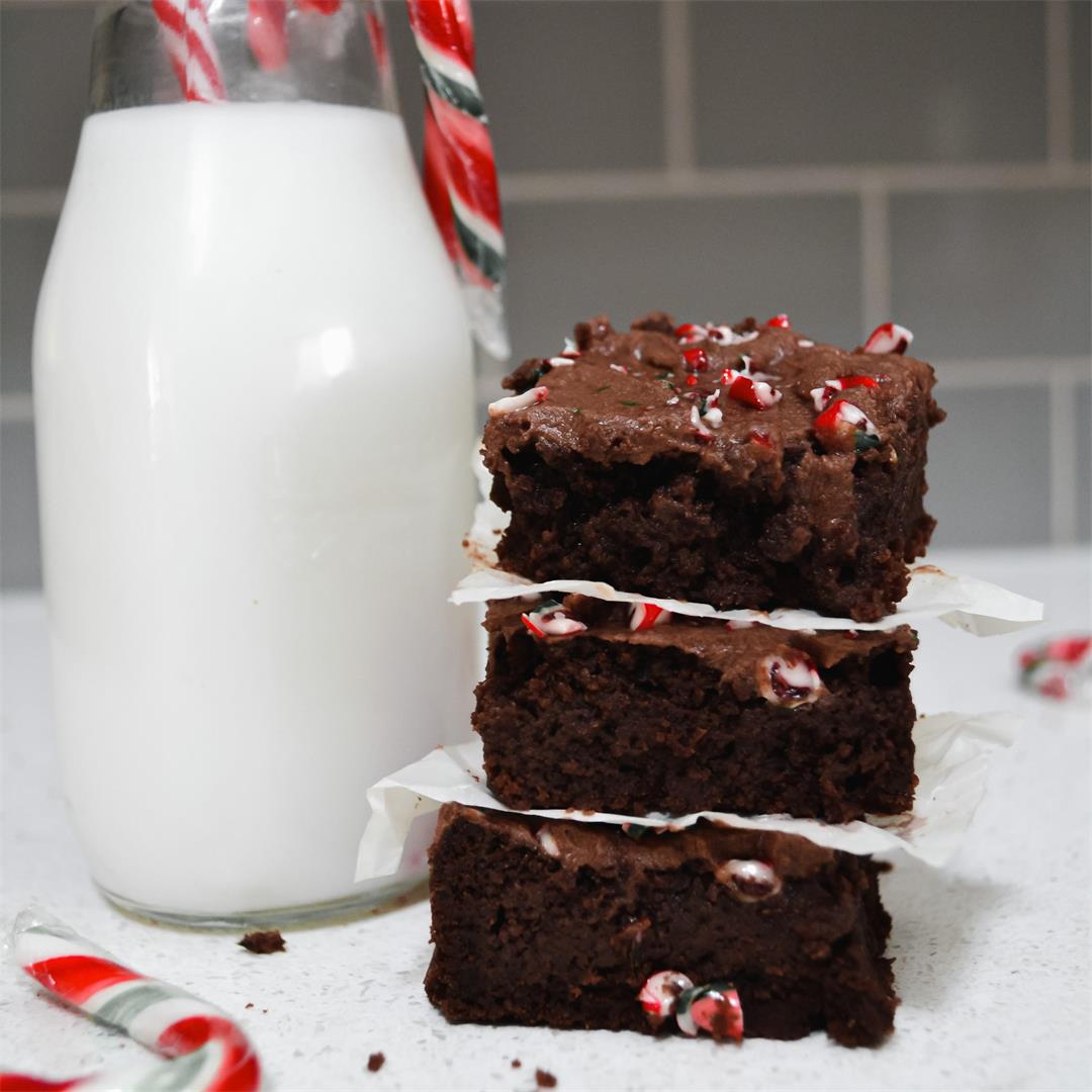 Healthy Fudgy Sugar Free and Gluten Free Peppermint Brownies