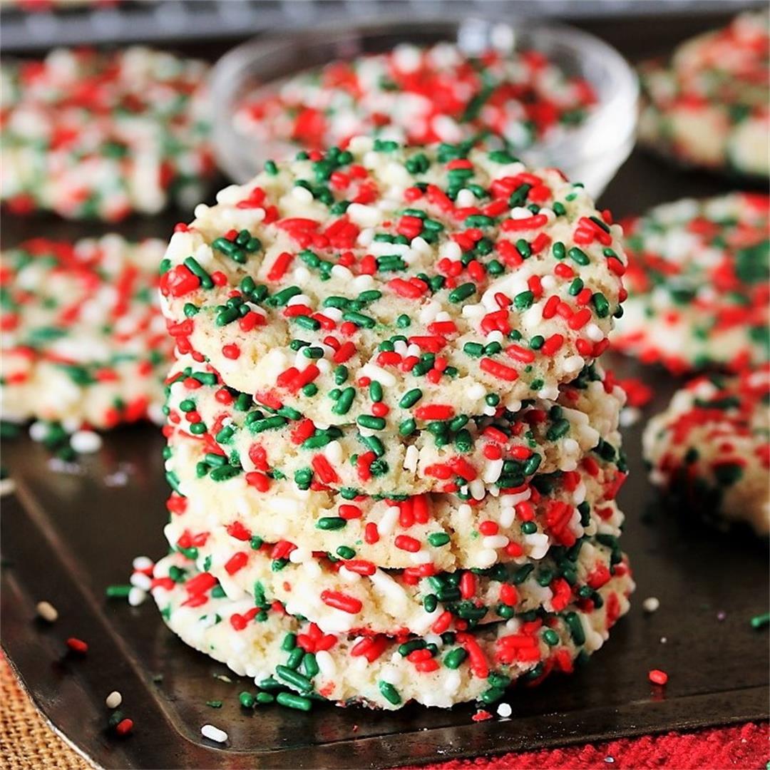 Christmas Sprinkle-Coated Sugar Cookies