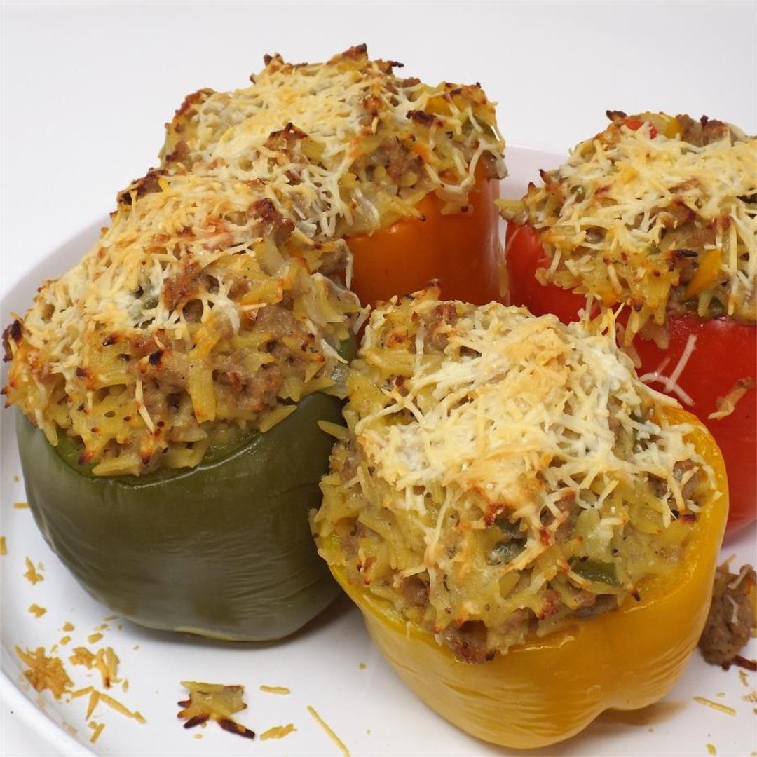 Turkey and Orzo Stuffed Peppers