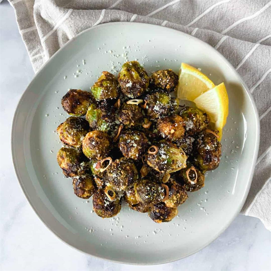 Air Fryer Frozen Brussels Sprouts with Garlic and Parmesan