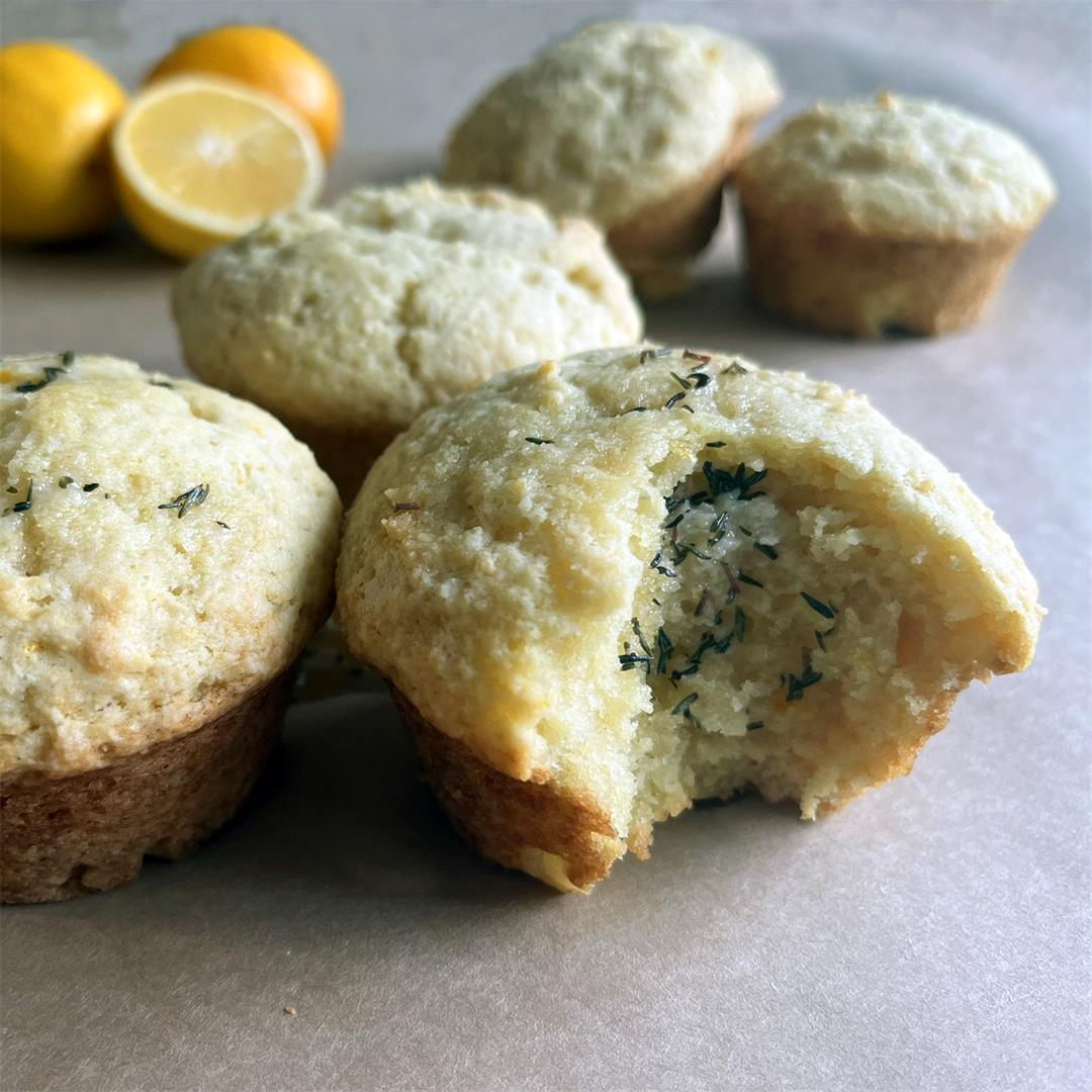 Lemon Ricotta Muffins with a Lemon Thyme Butter Drizzle