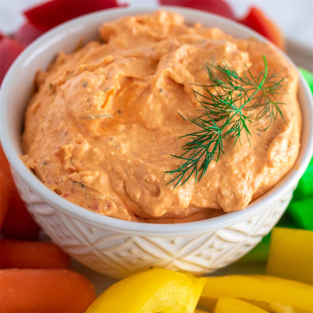 Whipped Feta Dip (with Red Peppers & Dill)
