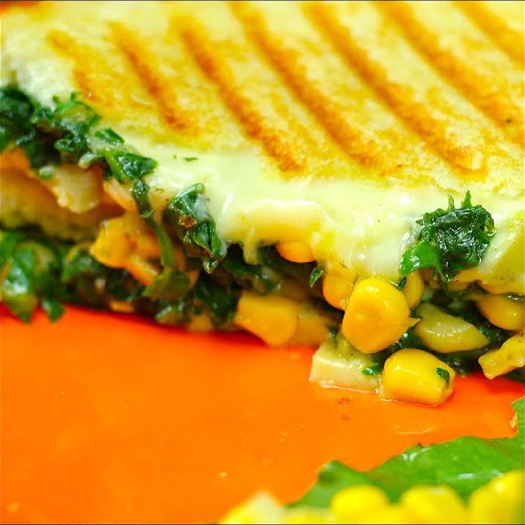 Spinach corn vegan Grilled Cheese Sandwich Recipe
