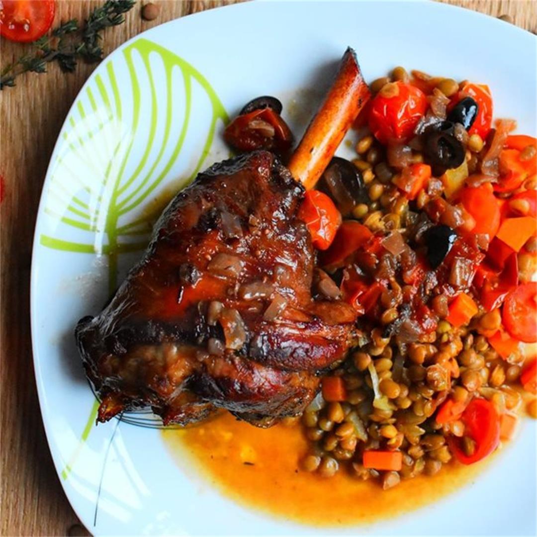 Lamb shank stew with lentils