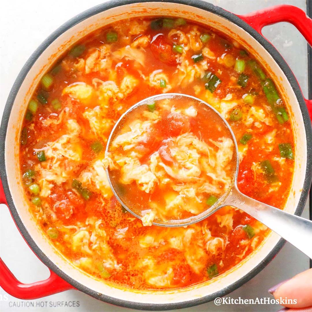 Tomato Egg Drop Soup with Canned Tomatoes