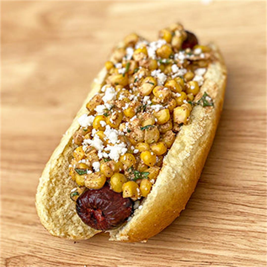 Mexican Street Corn Wagyu Beef Hot Dogs