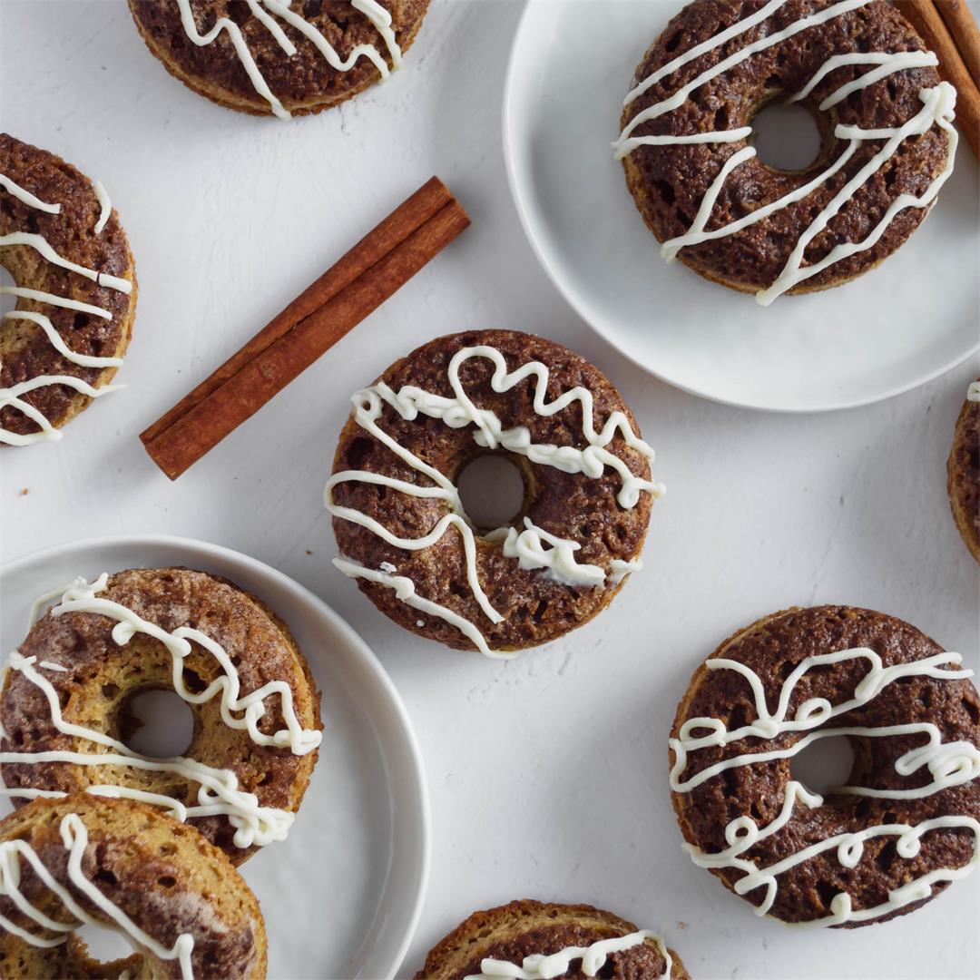 Healthy Baked Gluten Free Sugar Free Keto Cinnamon Roll Donuts