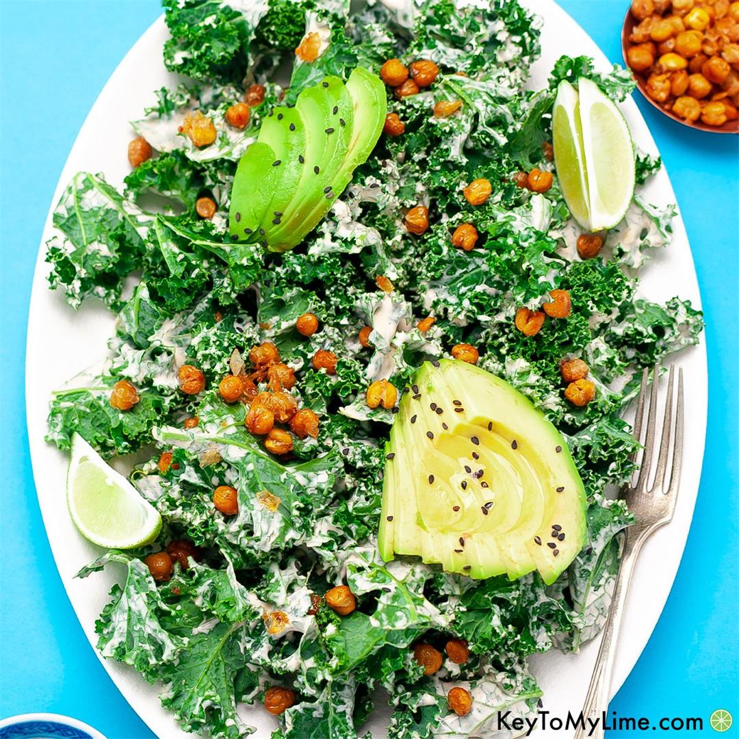 Kale Salad with Spicy Ranch and Crispy Chickpeas