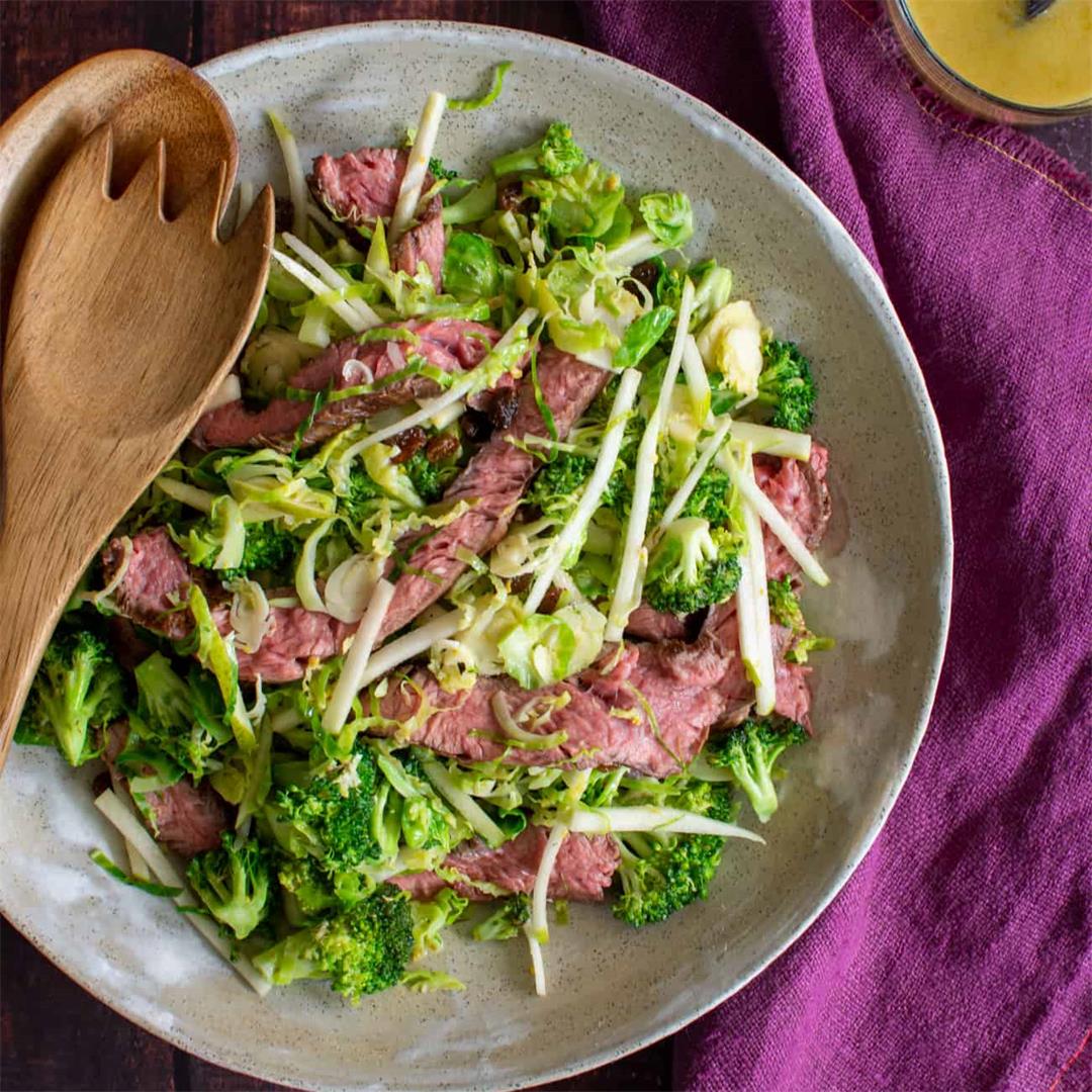 Broccoli, Flap Steak & Pear Salad