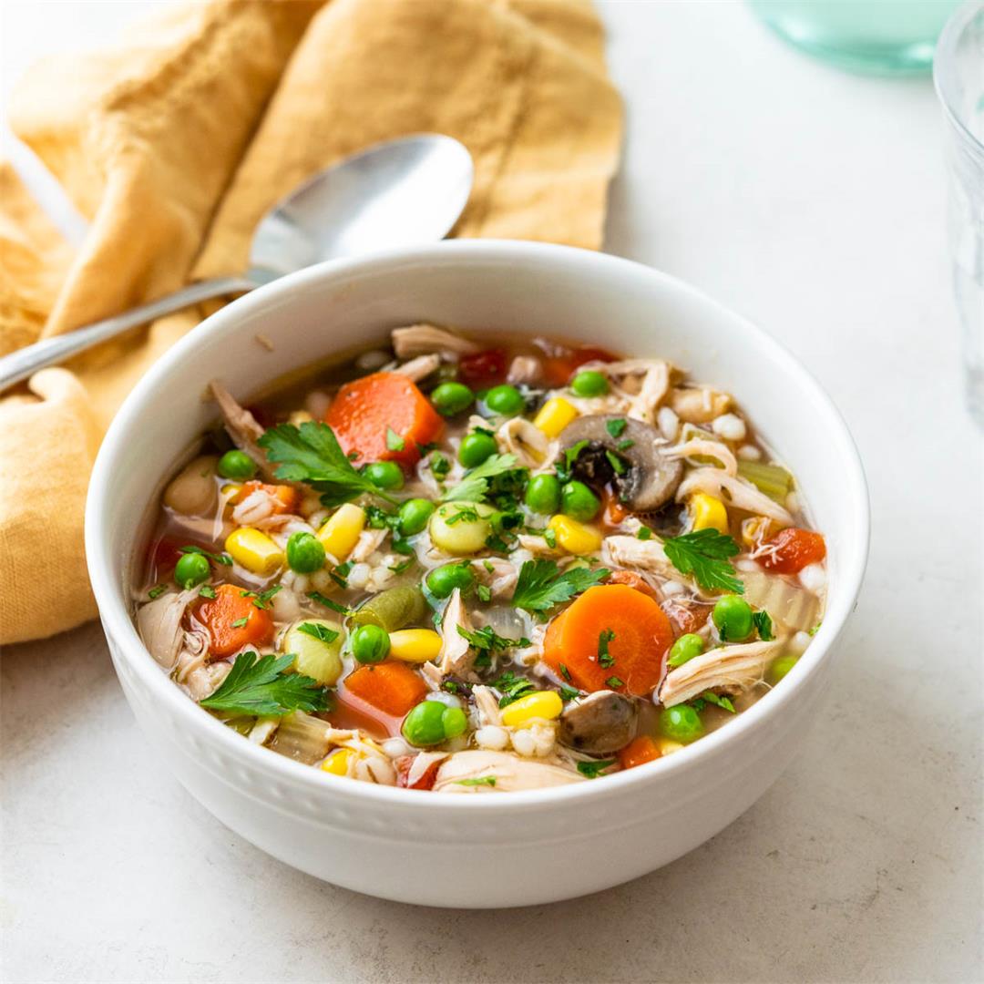 Old Fashioned Chicken Barley Soup with Vegetables