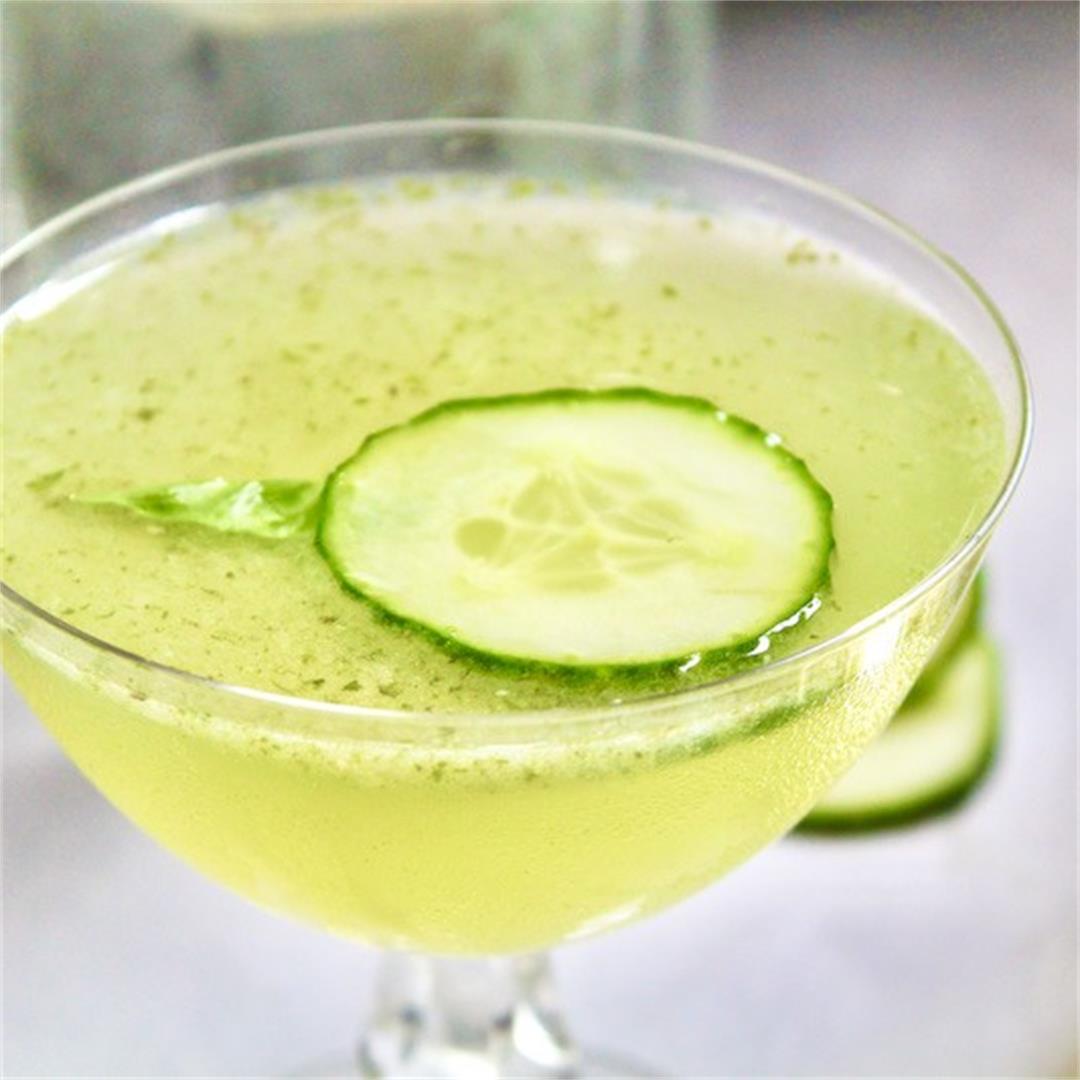 Cooling Basil Cucumber Gimlet with Gin and Lime