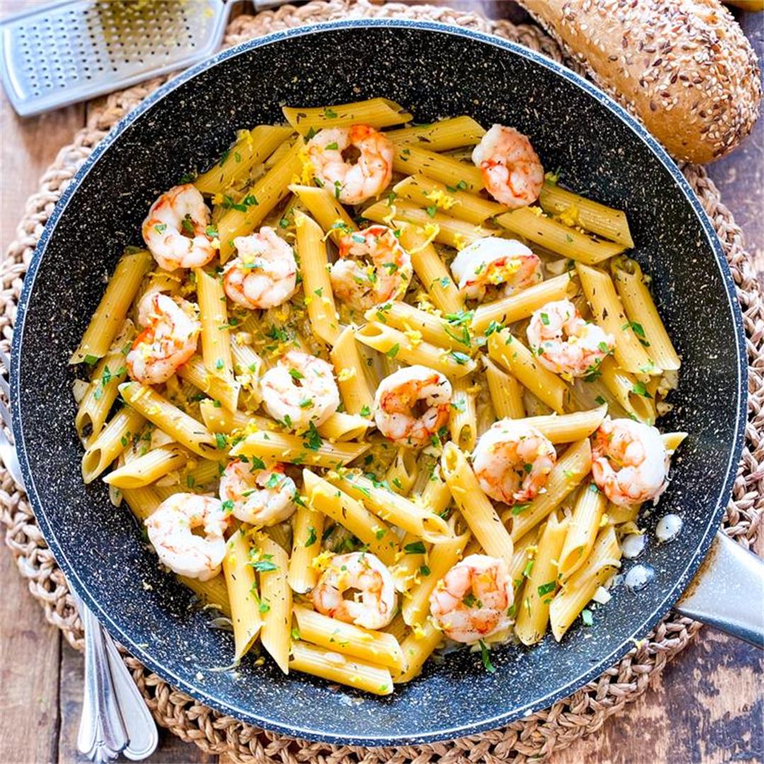 One-Pan Lemon Garlic Shrimp Pasta | The PERFECT Weeknight Pasta