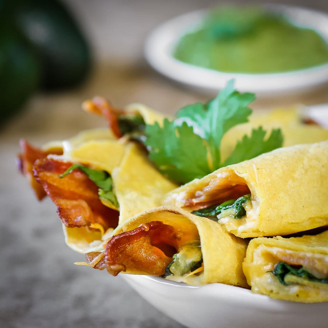 Air Fryer Taquitos with Bacon