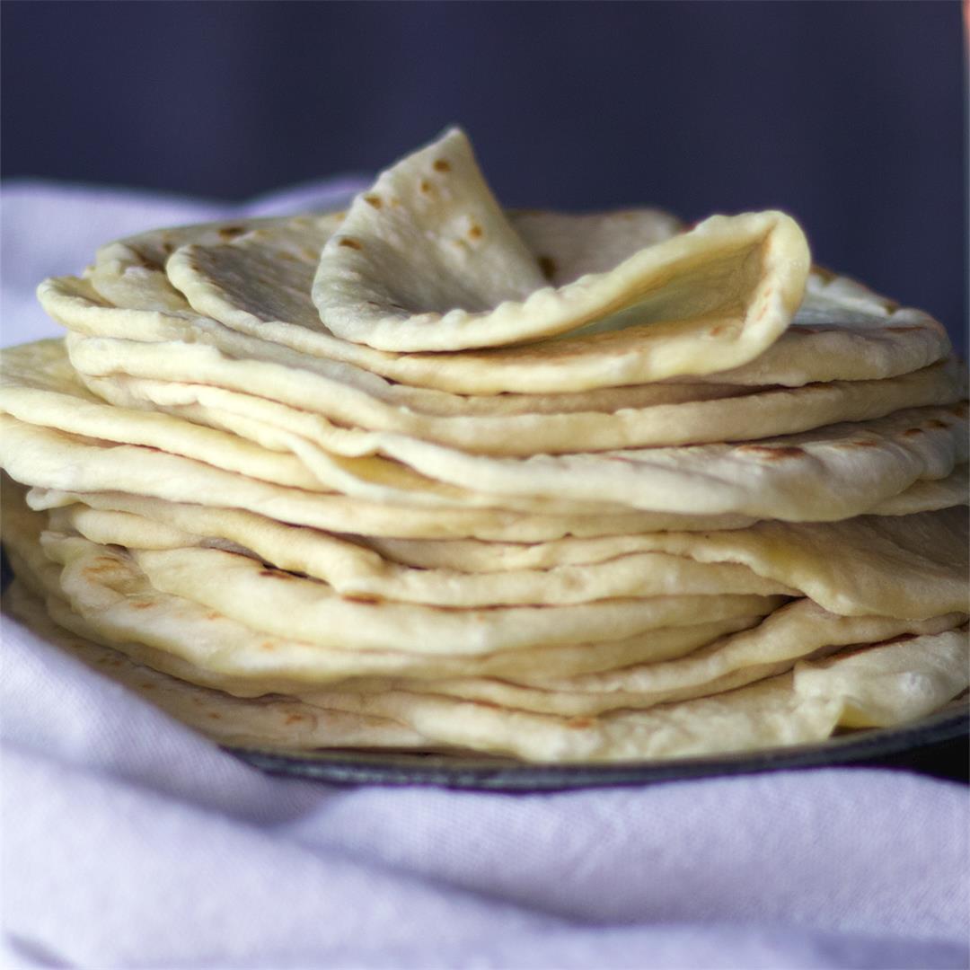 Homemade Flour Tortillas Made with Butter