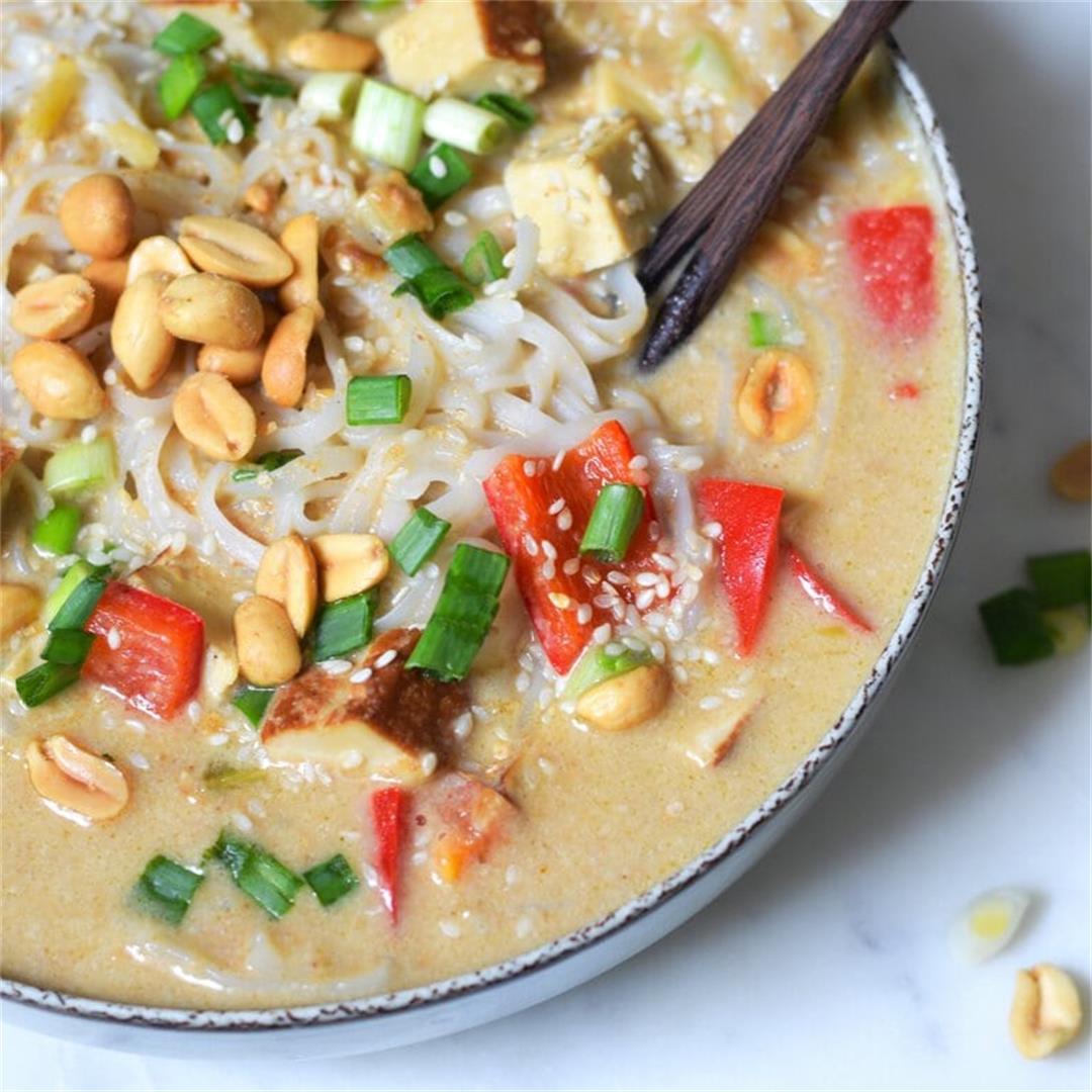 Peanut and Coconut Ramen Soup with Tofu