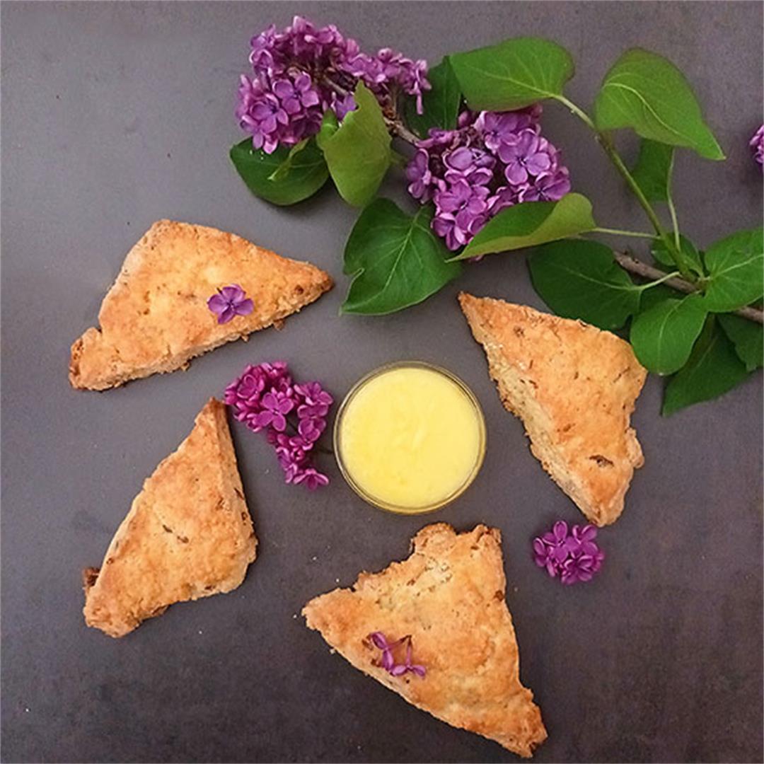 Lilac Scones with Lemon Curd