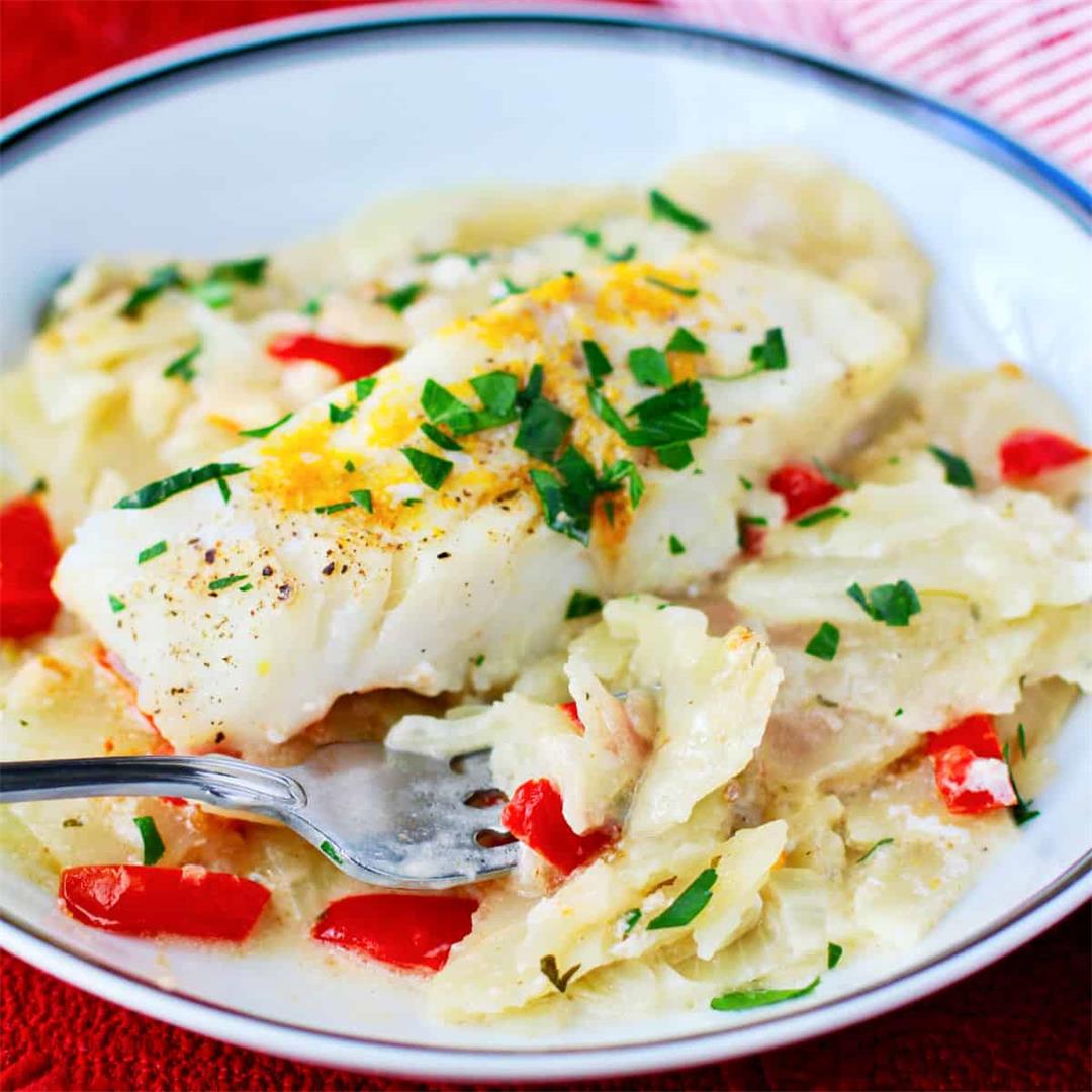 Braised Cod with Potatoes and Onions