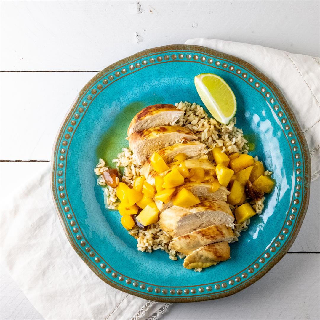 Pan Grilled Curry Chicken with Mango Chutney