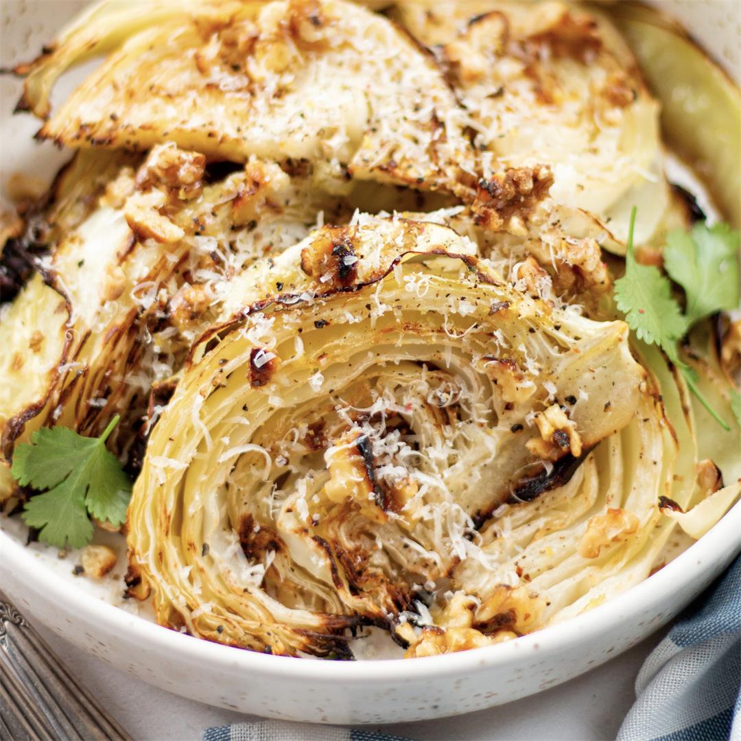 Roasted Cabbage with Walnuts