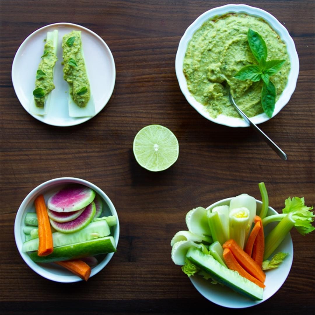 Healthy Basil Lime Hummus In 10 Minutes