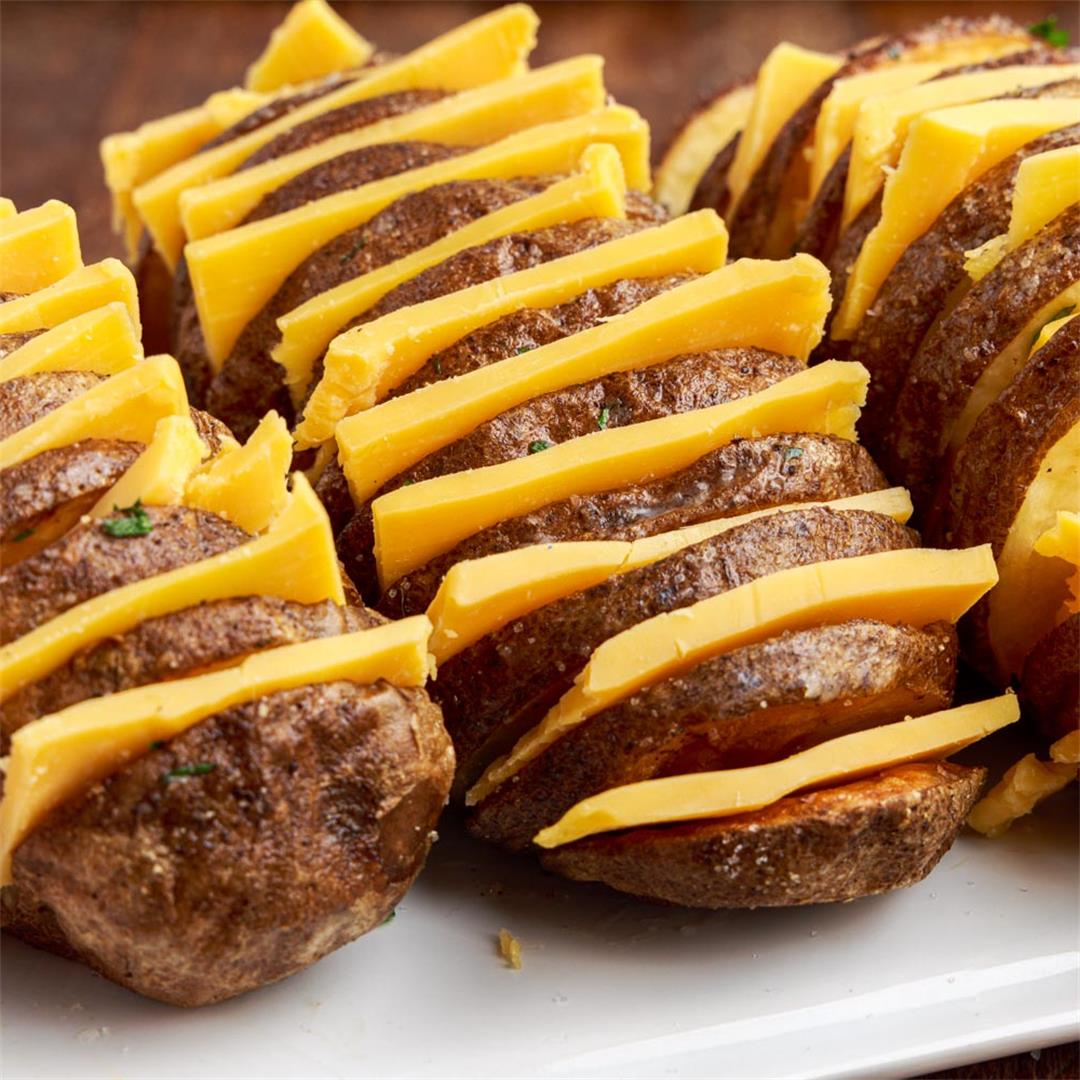 Cheesy Hasselback Potatoes in the Air Fryer