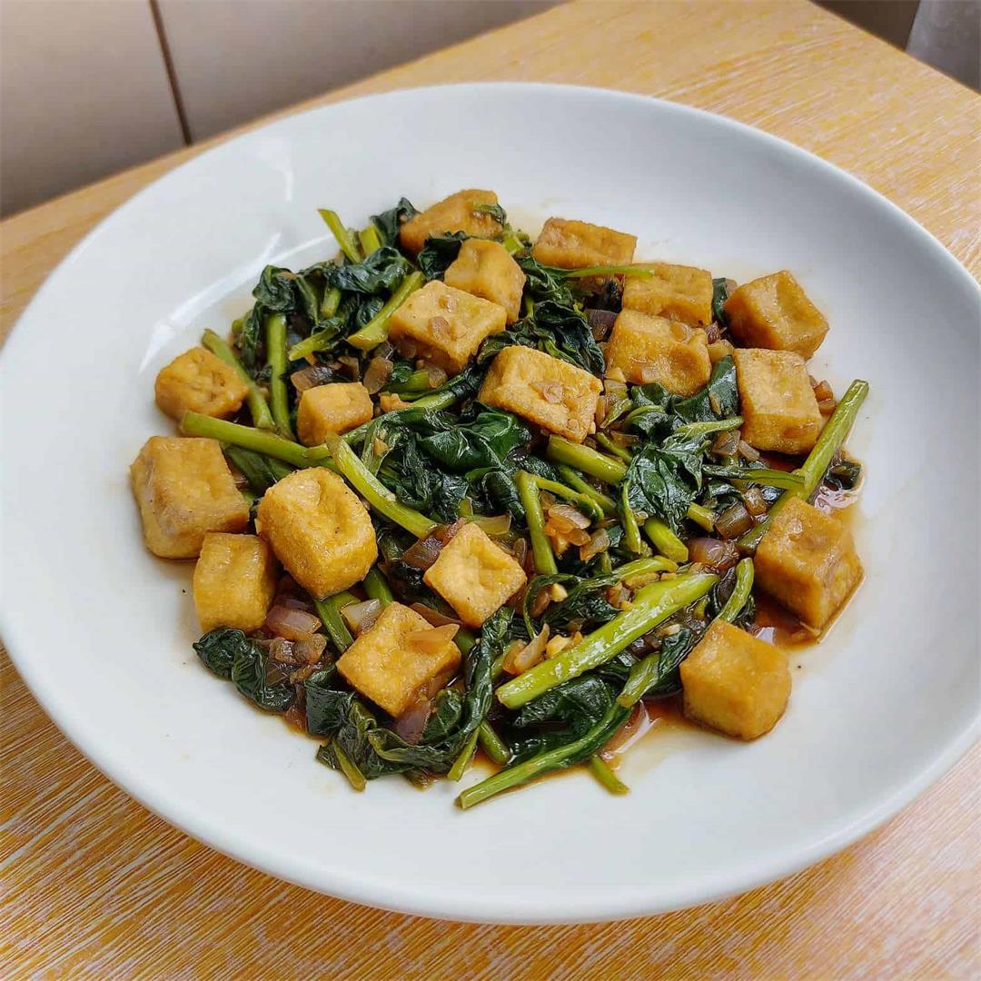 Adobong Kangkong with Tofu Recipe