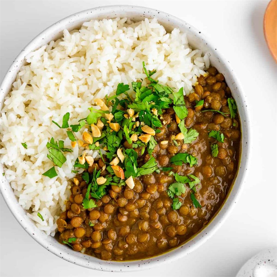 Slow Cooker Lentil Curry with Rice