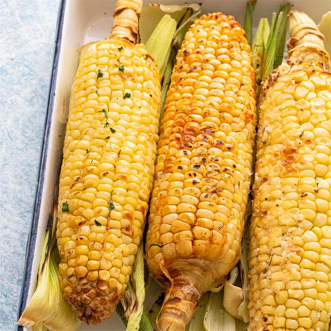 Air Fryer Corn on the Cob ( with 3 Flavored Butters)