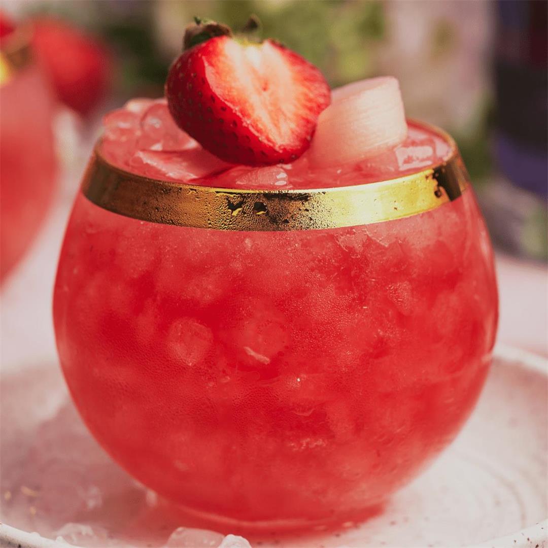 Rhubarb Gin Cocktail with Strawberries