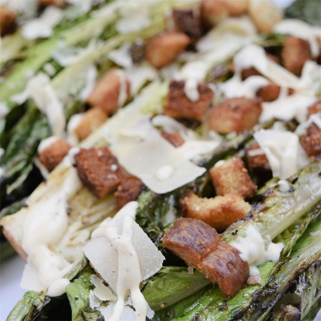 Grilled Caesar Salad (with homemade grilled croutons) Recipe