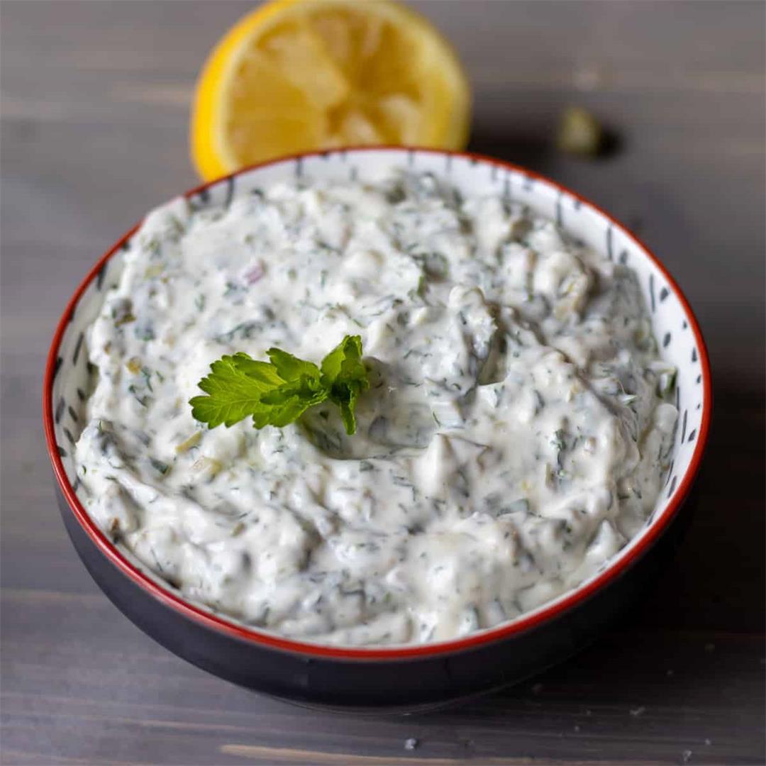 Homemade Tartar Sauce with Capers and Dill