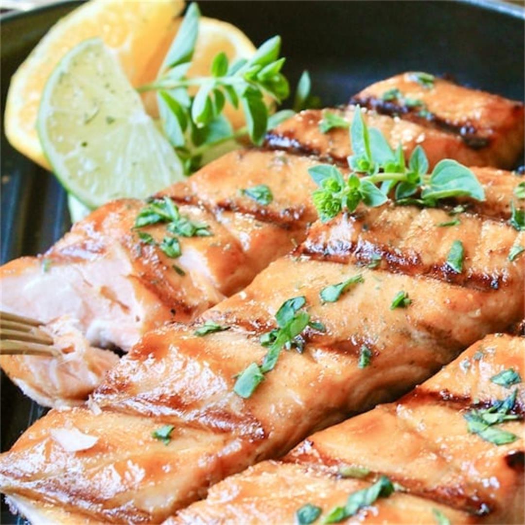 Zesty Citrus and Soy Sauce Brown Sugar Grilled Salmon