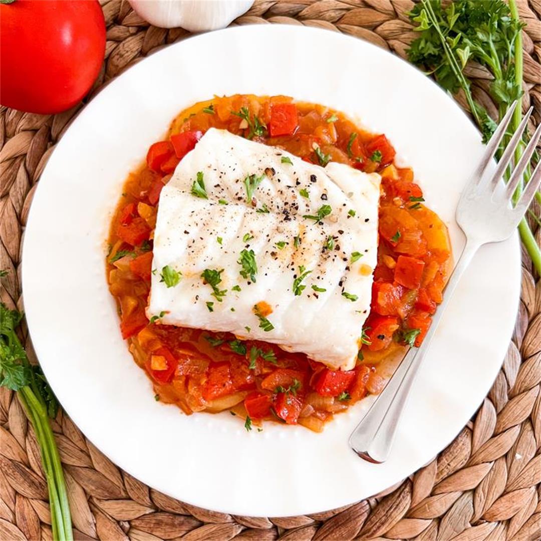 Spanish Cod with Flavorful Vegetables | Bacalao a la Baenense