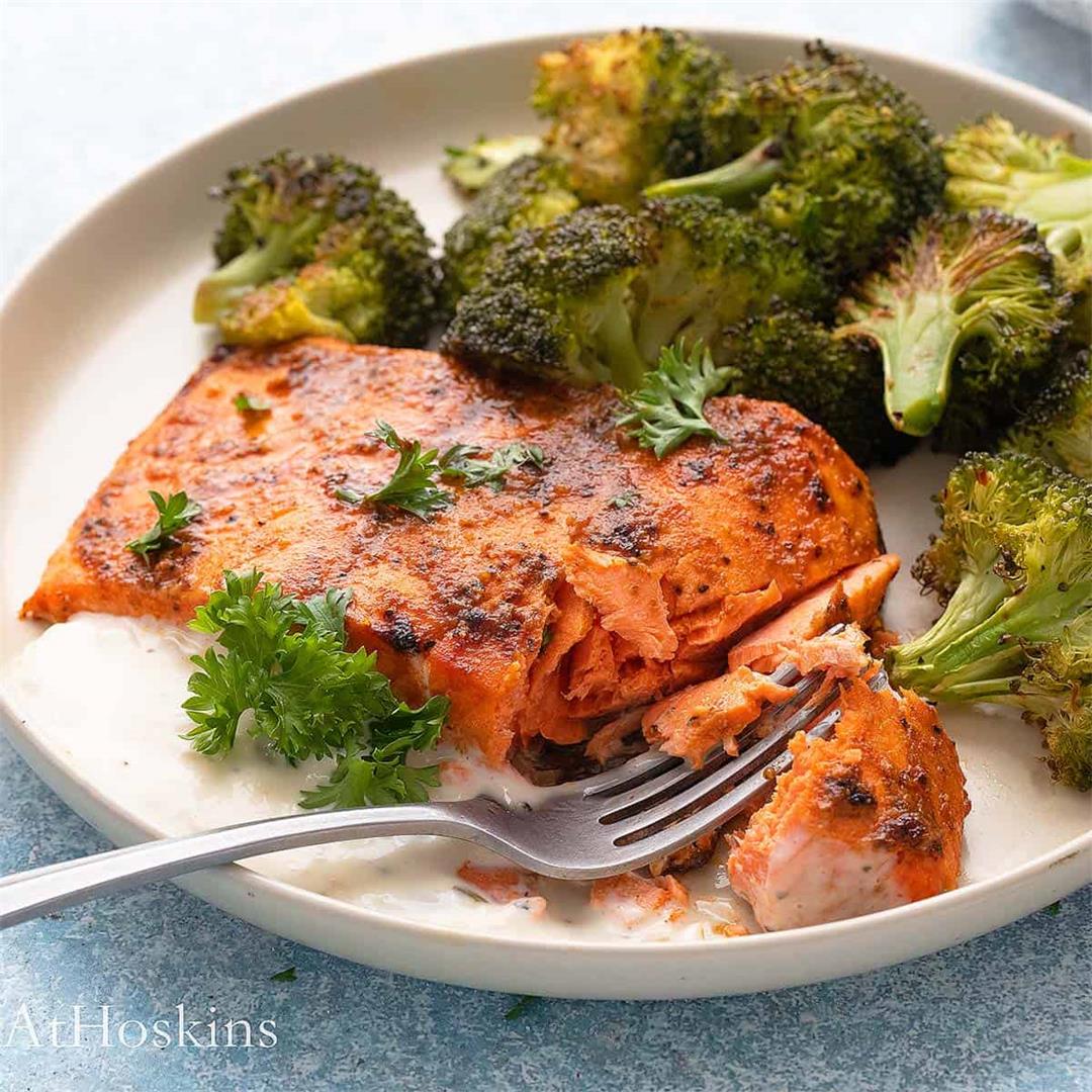 Spicy Air Fryer Salmon with Skin
