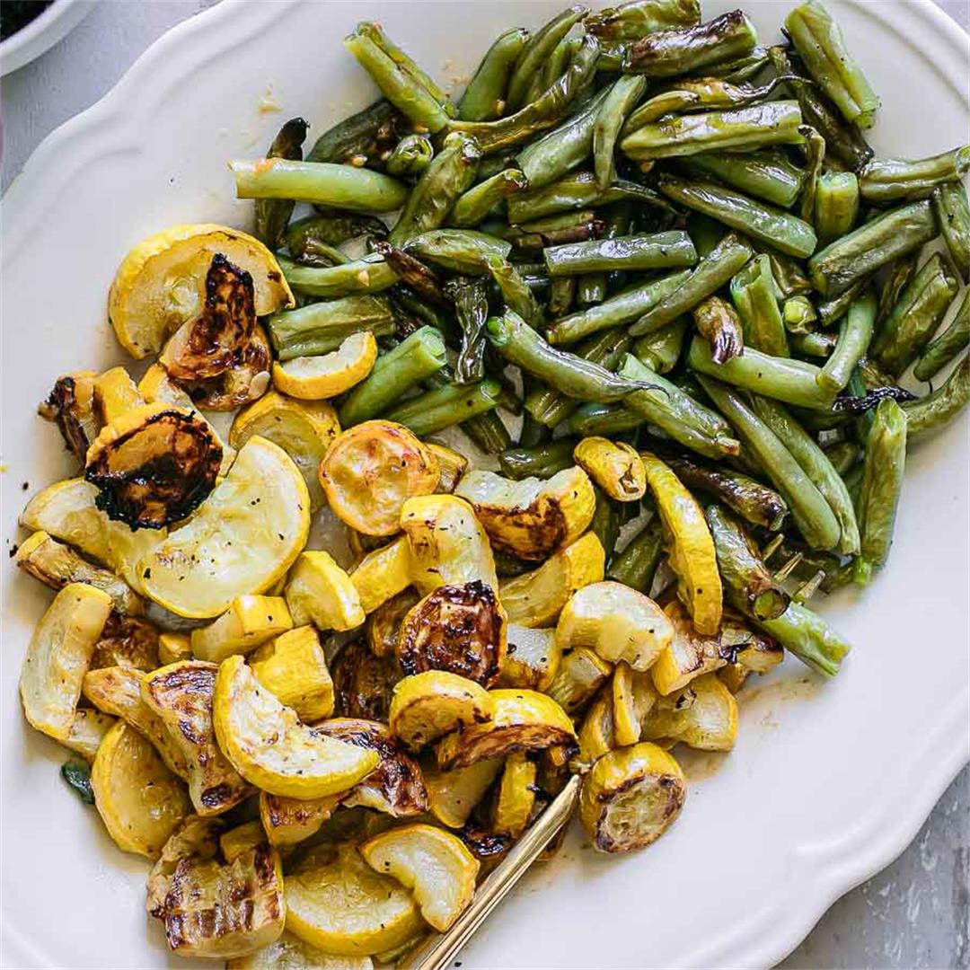 Roasted Squash and Green Beans ⋆ 30 Minutes + 5 Ingredients!