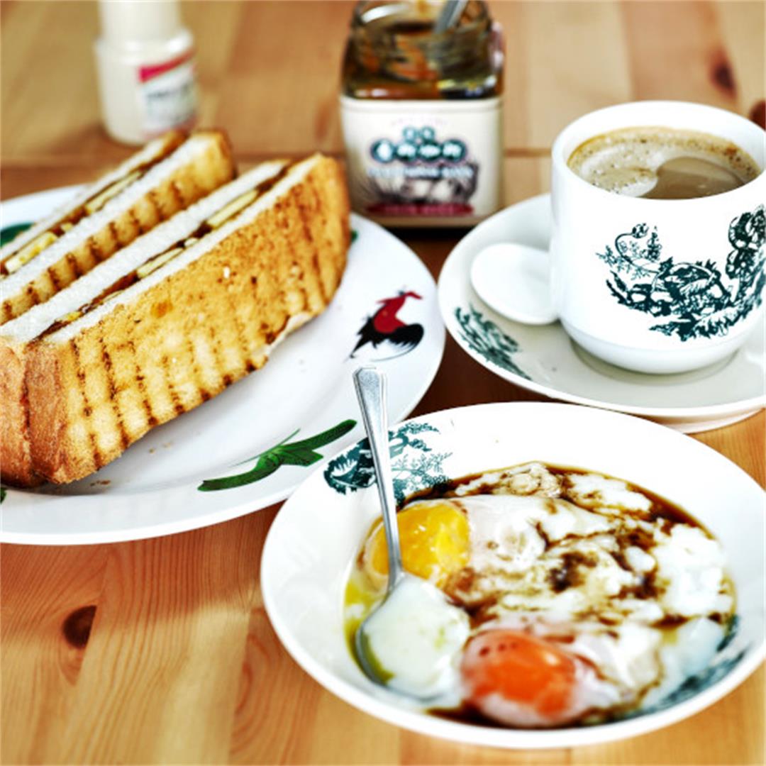 Kaya toast and half-boiled egg