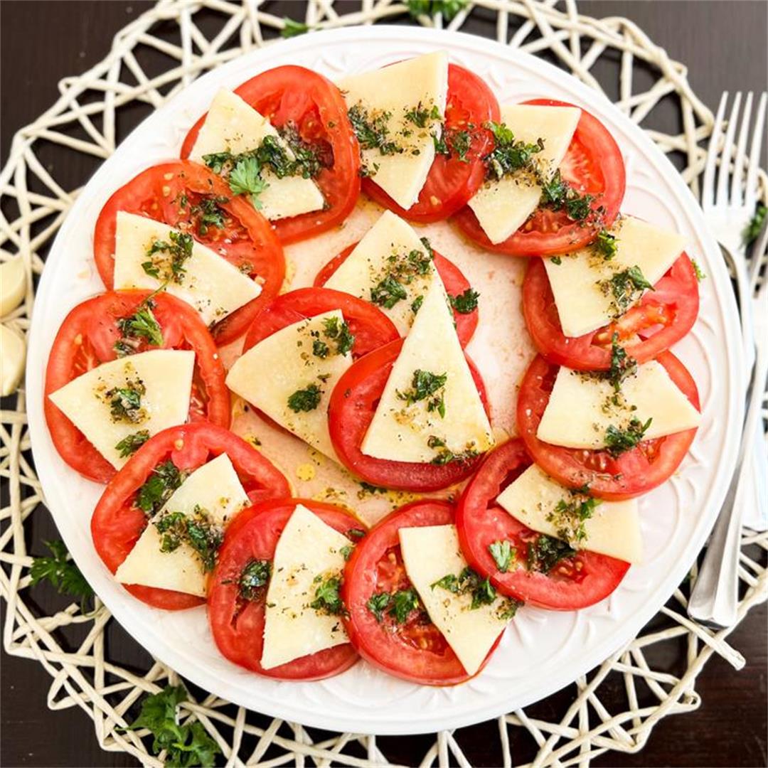 Spanish Tomato & Cheese Salad | IRRESISTIBLY Delicious