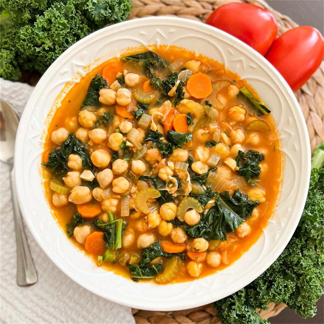 Spicy Chickpea Stew with Kale | Super Healthy Recipe