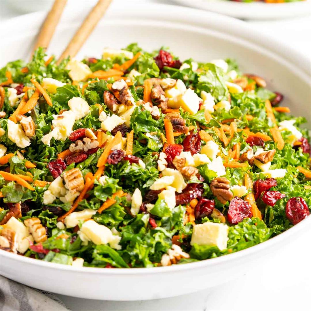 Kale Salad with Cranberries- Fall Salad Recipe