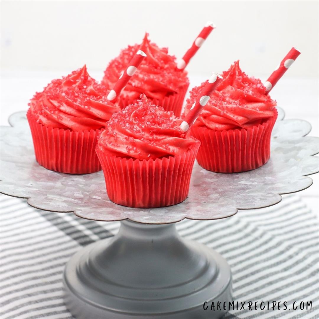 Shirley Temple Cherry Cupcakes - Cake Mix Recipes