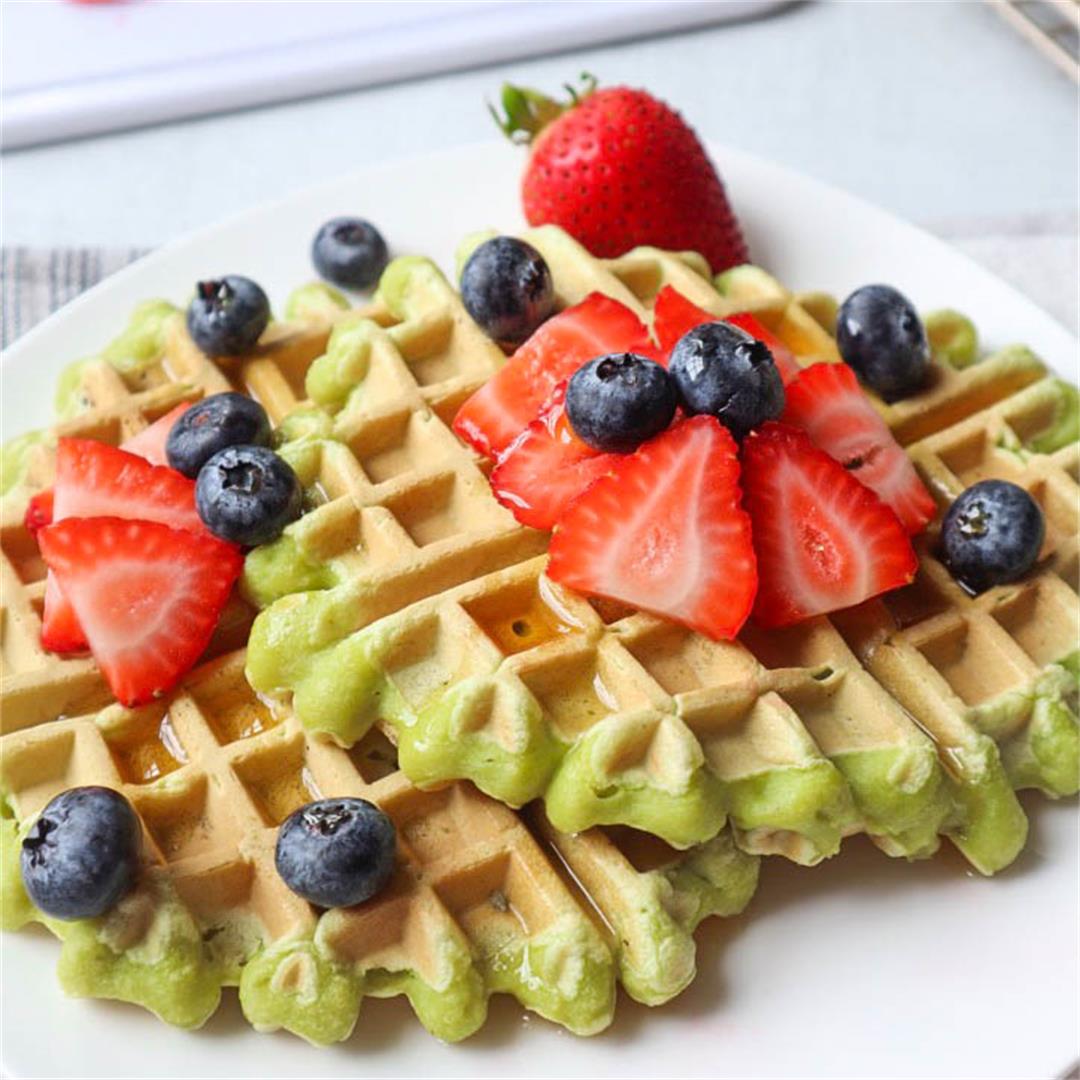 The Fluffiest Avocado Waffles