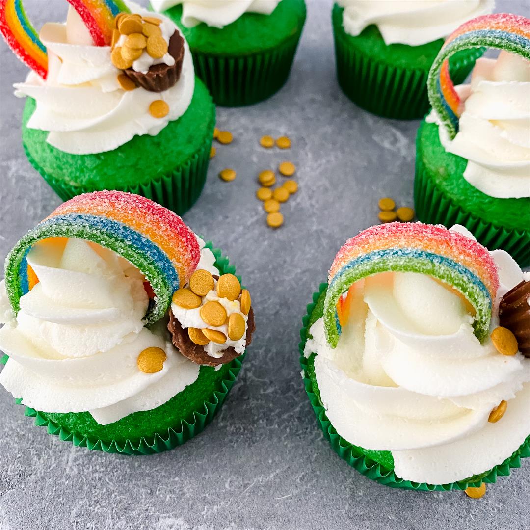 Rainbow St. Patrick’s Day Cupcakes - Cake Mix Recipes