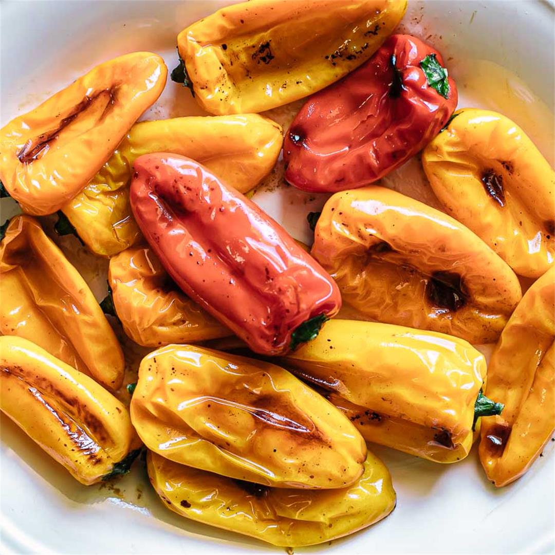 Roasted Mini Peppers ⋆ Only 4 Ingredients + 20 Minutes!