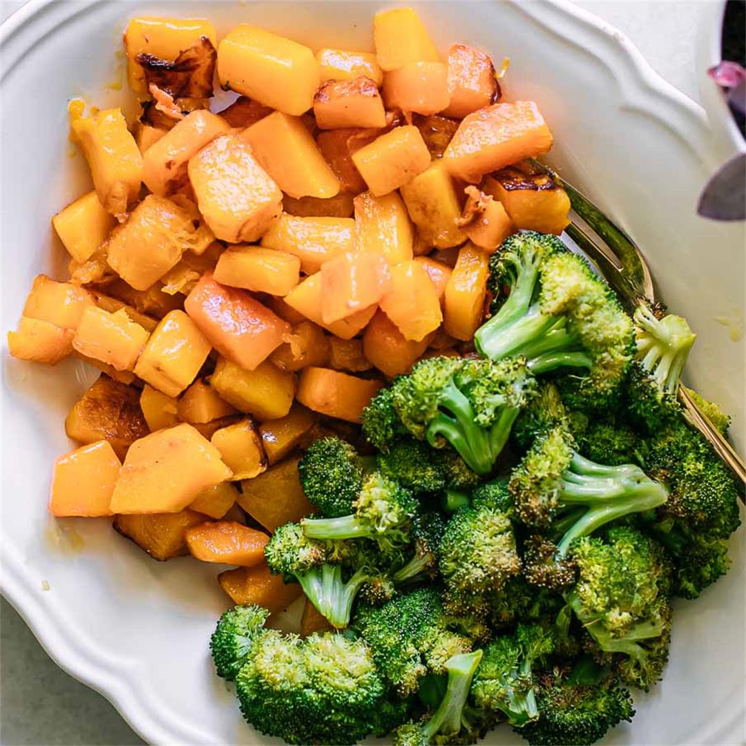 Roasted Butternut Squash and Broccoli